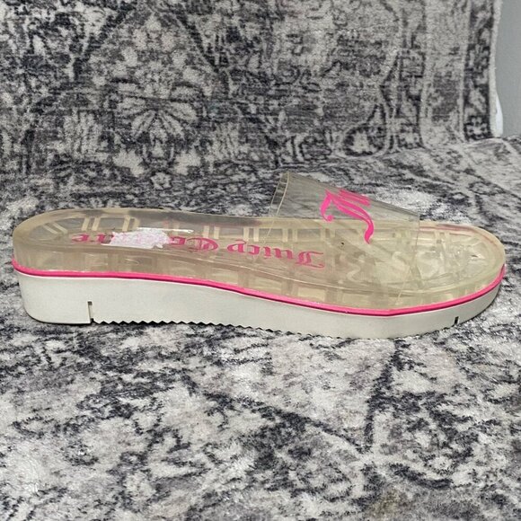 Juicy Couture Clear Slip On Slides Pink Logo Size 8 - Picture 2 of 5